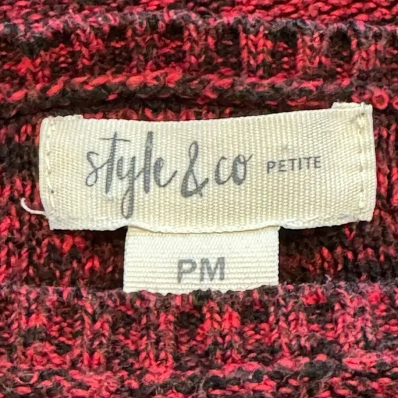 STYLE & CO. Petite Medium Red Marled Ribbed Ruffle-Hem Tunic Sweater - Picture 7 of 8